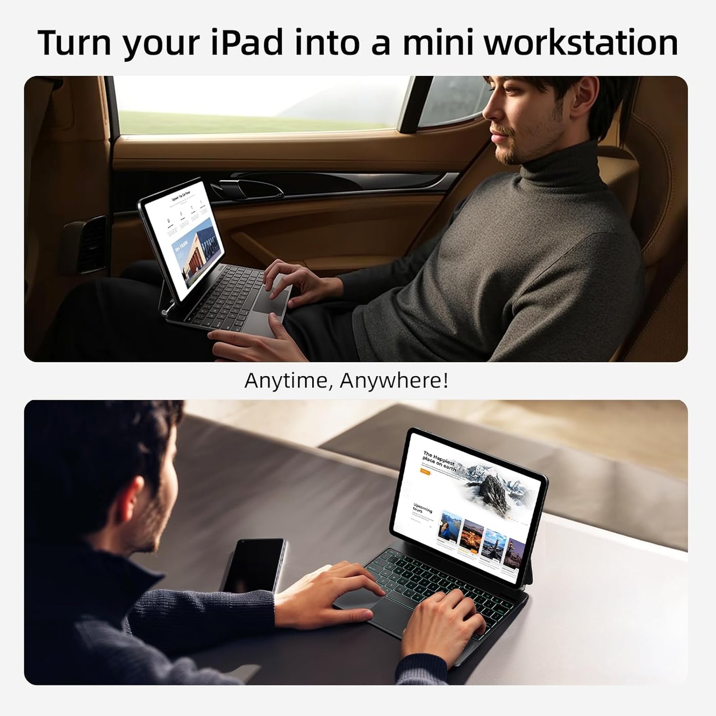 for iPad Air 13 inch case Keyboard M3 2025 & M2 2024,Magic Keyboard for iPad Pro 12.9 (6th,5th,4th,3rd Gen),Magnetic Attach,Multi-Gesture Trackpad,7-Color Backlit,Shortcut Keys,Black