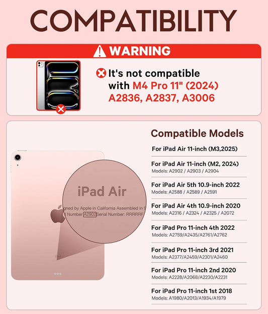 GreenLaw Keyboard Case for iPad Air 11-inch (M3/M2) 2025/2024 & Air 4th/5th Gen & iPad Pro 11 inch (1st/2nd/3rd/4th Gen), Smart Touchpad, 7-Color Backlit, Stain Resistant Cover, Blush Pink