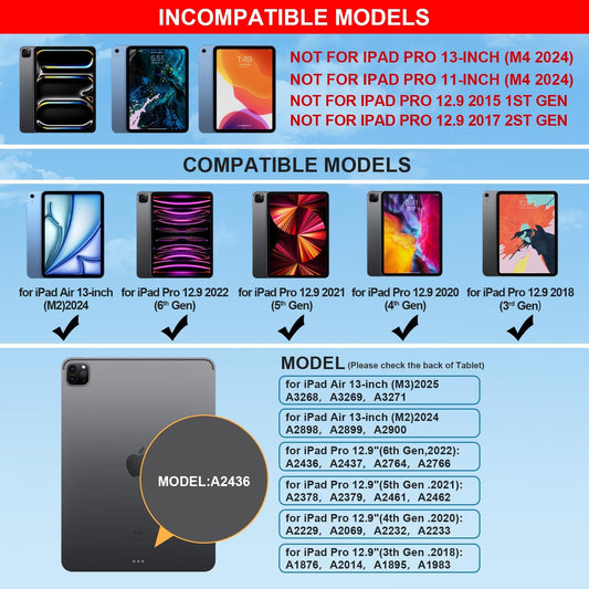 Keyboard Case for iPad Air 13 inch (M3 2025/M2, 2024),iPad Pro 12.9 inch (3/4/5/6th Gen),Magic-Style Magnetic – Floating Cantilever Stand – Backlit Keyboard Case with Multi-Touch Trackpad