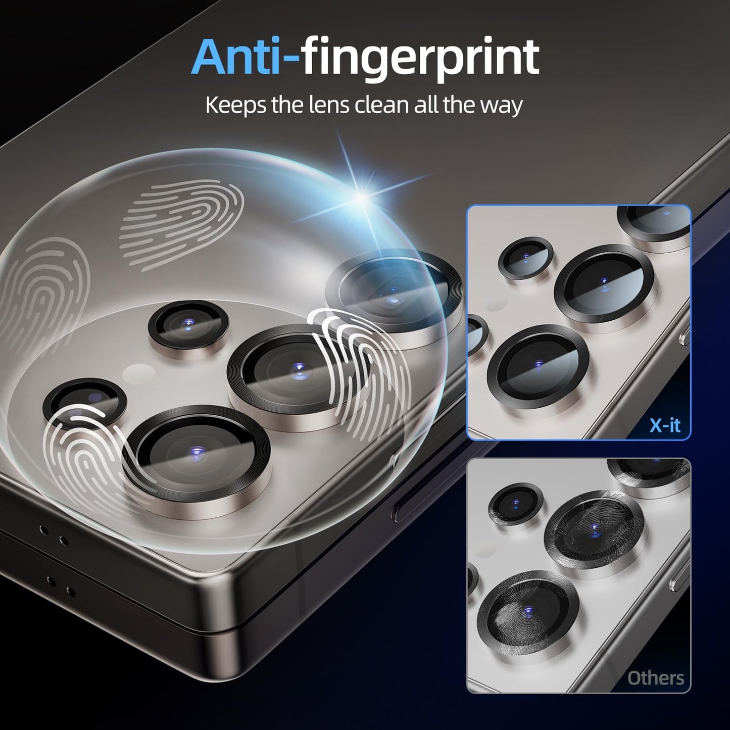 X-it Camera Lens Protector for Samsung S25 Ultra, 9H Tempered Glass, Independent Metal Aluminum Edge Original Protection Design, Suitable for Phone Case, Anti-scratch, Anti-reflective,Pinkgold