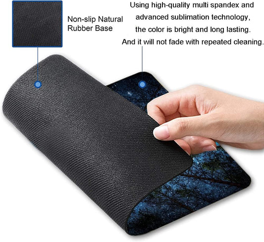 Mouse Pad, Forest Mouse Pad, Square Waterproof Mouse Pad Non-Slip Rubber Base MousePads for Office Laptop, 9.5"x7.9"x0.12" Inch(Starry Night Forest)