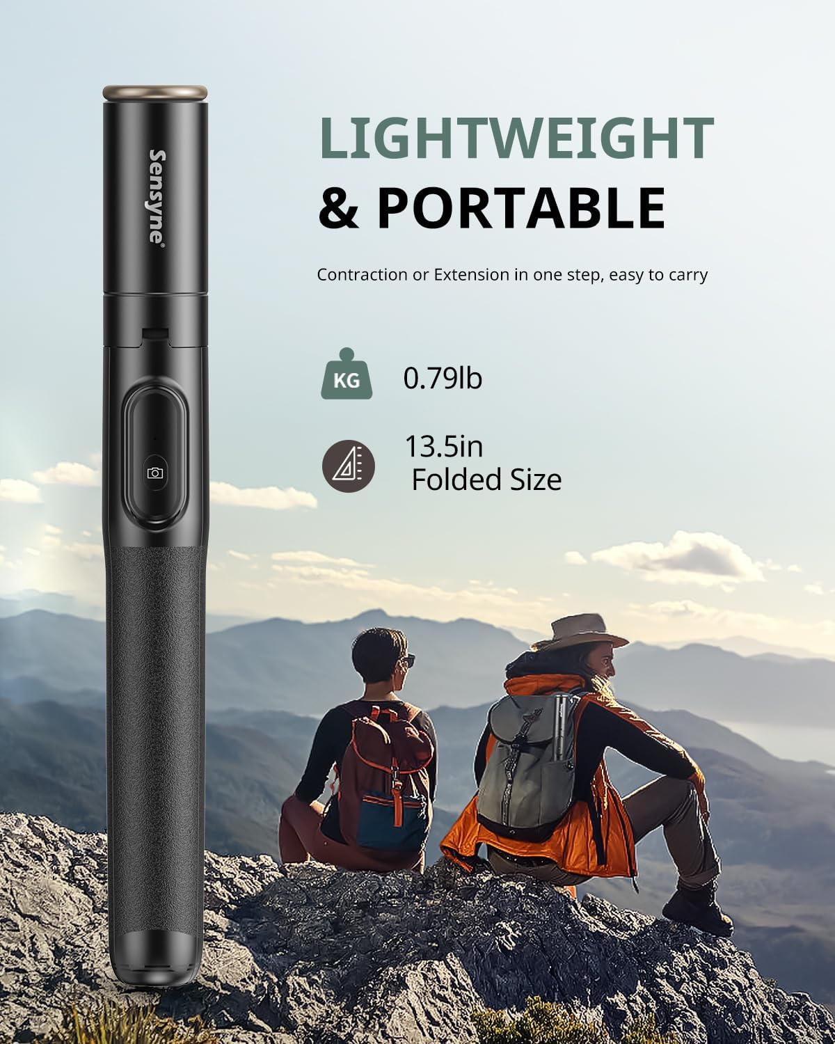 Sensyne 60" Phone Tripod - Selfie Stick, Lightweight All in One Phone Tripod Integrated with Wireless Remote Compatible with All Cell Phones for Selfie/Video Recording/Photo/Live Stream/Vlog(Black)