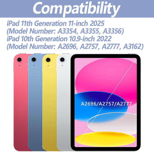 Keyboard Case for iPad 11th 10th Generation - iPad 10th Generation Case with Detachable Wireless Keyboard - Smart Folio Cover with Pencil Holder for 11-inch A16 2025 10.9-inch 2022, Purple