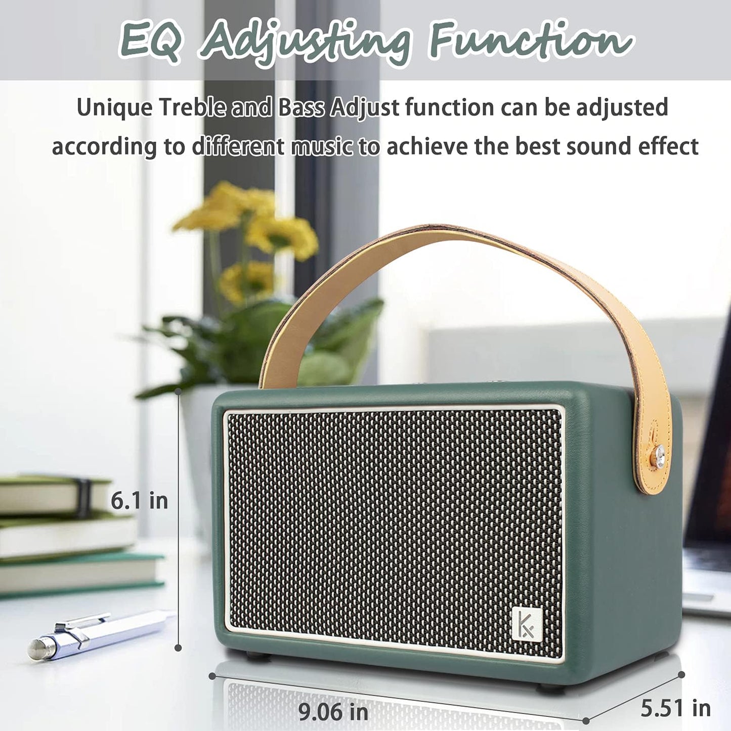 Vintage Bluetooth Speaker, KONEX 40W Leather Portable Wireless Speaker, Bluetooth 4.2 Heavy Bass Music Player, 20H Long Playtime, Outdoor Speaker for Home, Office, Party, Gift for Friend