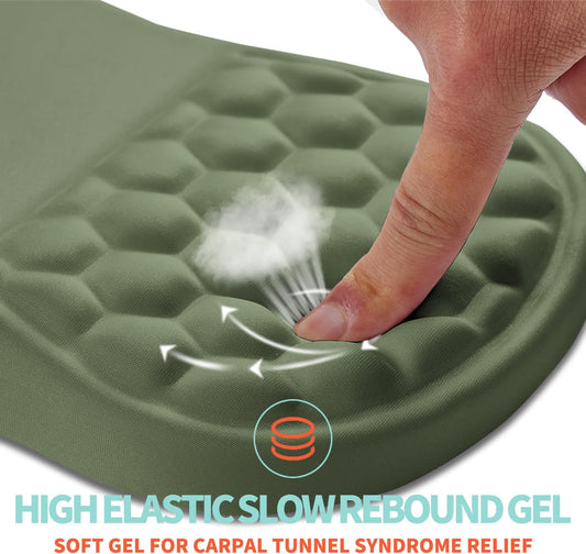 Ergonomic Mouse Pad Wrist Support with Memory Foam Massage Bulge, Carpal Tunnel Pain Relief Mousepad Wrist Rest for Mouse(12x8 inch,Olive Green)