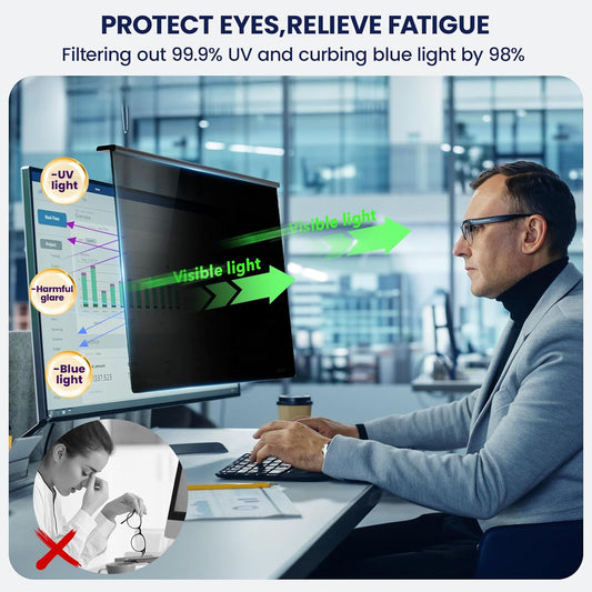 Magnetic 24 Inch Privacy Screen for Frameless Monitor 16:9 Aspect Ratio,Hanging Blue Light Screen Protector Eye Protection Anti-Spy Shield, 24in Removable Privacy Filter