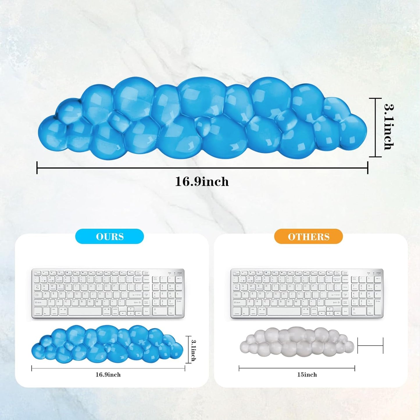 Gel Cloud Keyboard Wrist Rest, Cute Wrist Support and Arm Support Keyboard Rest for Keyboard Typing Pain Relief,Suitable for Office/Computer/Laptop/Gaming(Keyboard Wrist Rest Blue)
