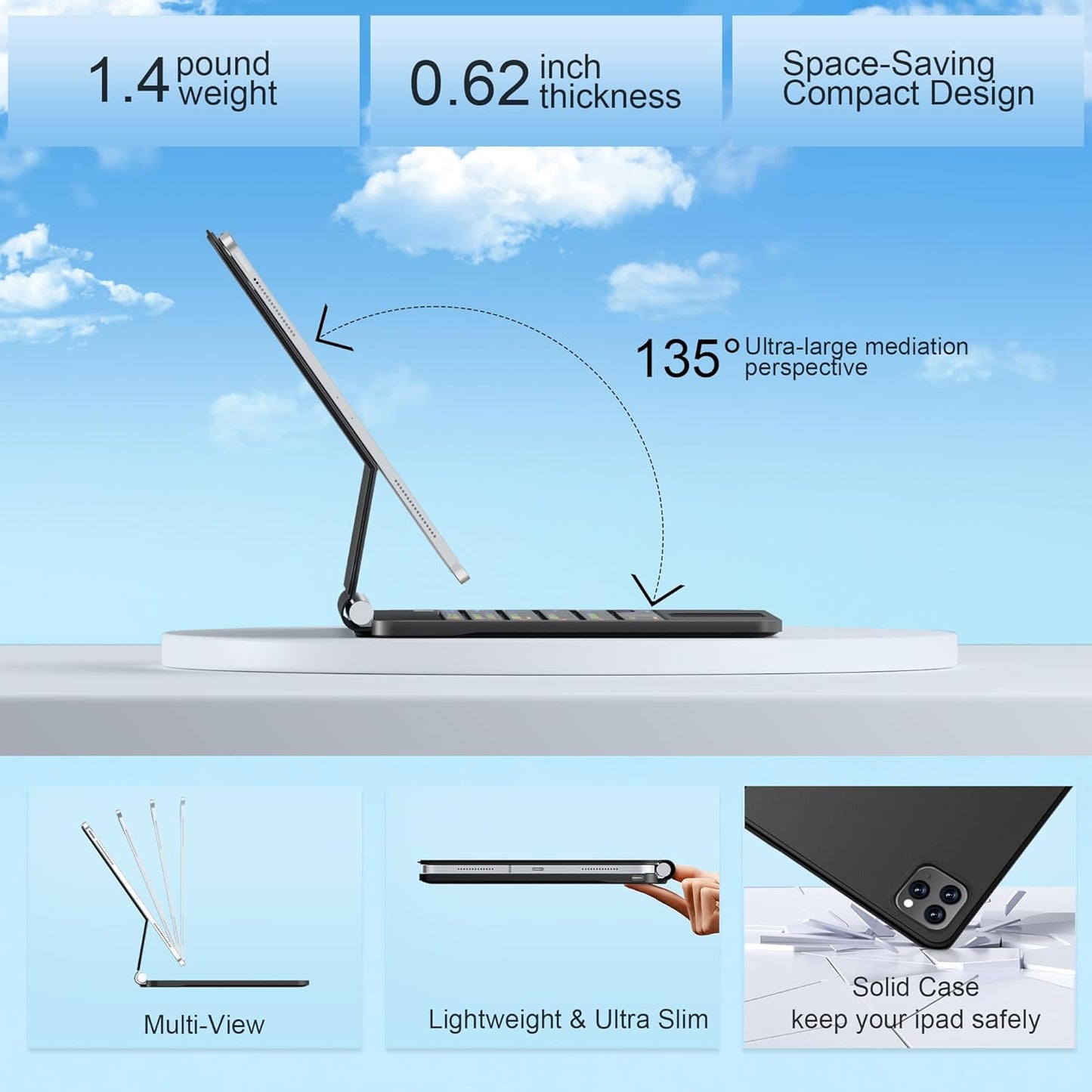 for iPad Pro 13 Inch Case with Keyboard (M4, 2024),Magic-Style Magnetic – 7 Colors Backlight -Floating Cantilever Stand - Multi-Touch Trackpad Keyboard Case for iPad Pro 13