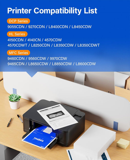 TN336 Toner Cartridge 4-Pack Replacement Compatible for Brother TN-336 TN331 TN315 MFC-L8850CDW HL-L8350CDW MFC-L8600CDW HL-4150CDN MFC-9970CDW DCP-L8400 L8450 HL-L8250 L8650 L8850 4570CDW Printer Set