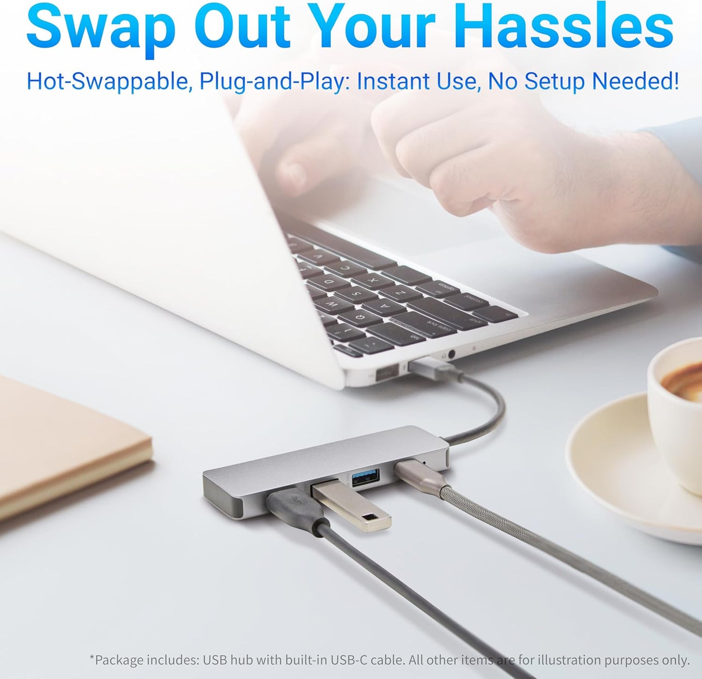 Amazon Basics USB 3.2/3.1 Gen 2 Hub Dock, 10Gbps, USB-C to 1xUSB-C / 3xUSB-A Works with Windows/Mac, Silver, Black