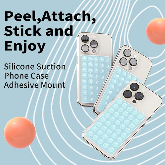 Octobudy Silicone Sticky Grip Suction Cup Phone Mount - Double Sided, Higher Suction Power Holder for Hands-Free Selfies & Videos,Silicone Phone Sticky Grip Compatible iPhone Android(Blue)
