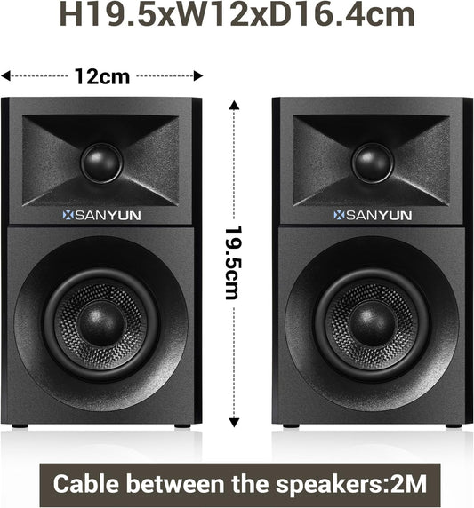 SW203 4.0 Computer Speakers - 60W 4-Way DSP Control 3D Immersive Sound - 3" Carbon Fiber Woofer & 20mm Silk Dome Tweeter - 24bit DAC USB/Bluetooth 5.4/AUX - Studio-Grade Audio (Pair, Red)