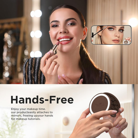 Magnetic Suction Cup Phone Mount for MagSafe Case, Silicone Hands-Free Phone Grip Holder for iPhone and Android, Mirror Shower Phone Stand for Makeup FaceTime Gym Kitchen Bathroom, Chocolate