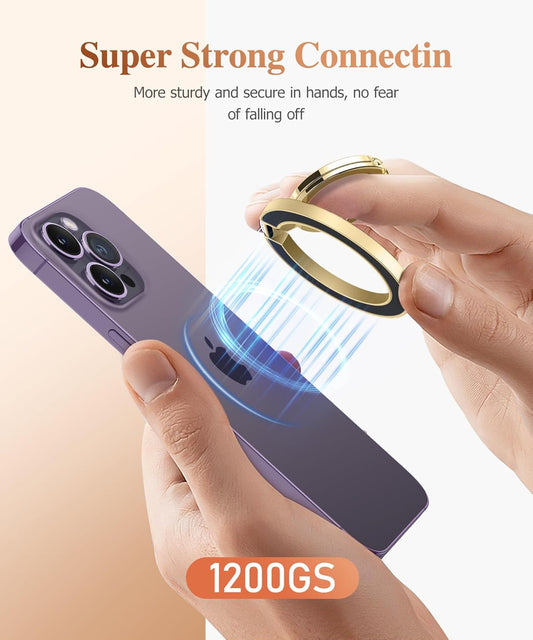 GVIEWIN Magnetic Phone Ring Holder, Compatible with MagSafe Phone Grip with Adjustable Stand, Magnet Phone Ring Kickstand for iPhone 16 Pro Max/Plus/15/14/13/12 Series/Other Phones (Quicksand)