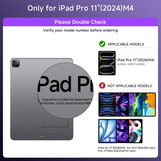 Transparent Case with Keyboard for 2024 iPad Pro 11-inch (M4),with 7-Color Backlit Wireless Keyboard, 360°Rotatable Protective Case Multi-Touch Trackpad,with Pencil Holder,with Shortcuts,Purple