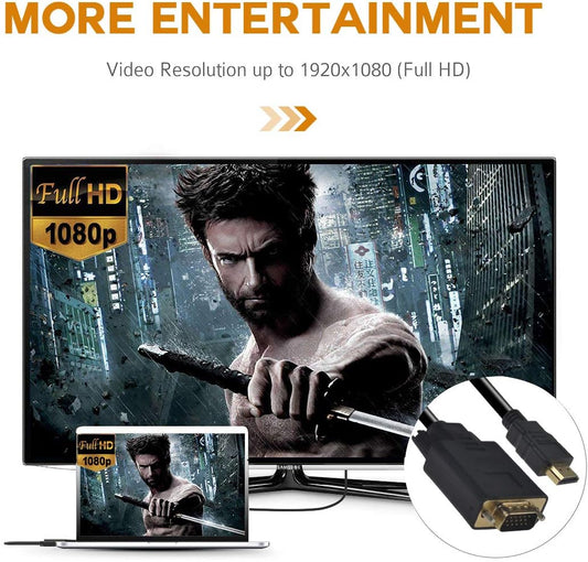 HDMI to VGA Cable, 1080P HDMI Male to VGA Male M/M Video Converter Cord Adapter Compatible with hdmi Desktop, Laptop, DVD to 15 Pin D-SUB vga HDTV Monitor Projector (10 Feet)