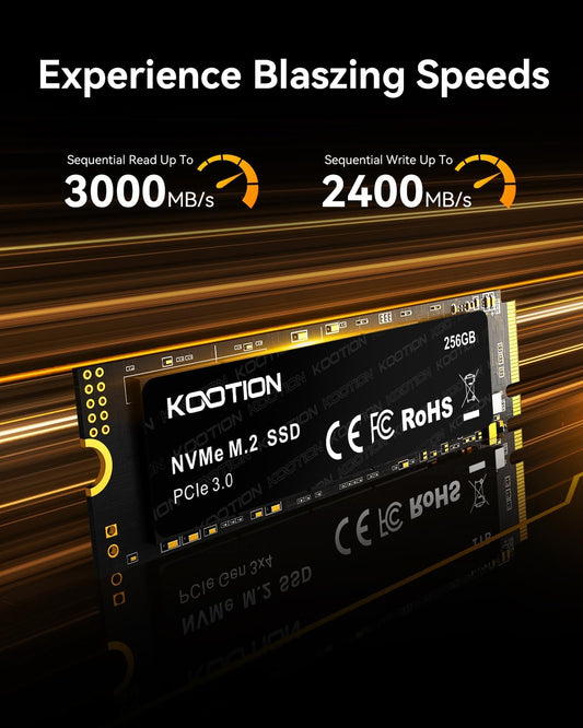 KOOTION 256GB NVMe M.2 PCIe 2280 SSD | Gen3x4 Internal Solid State Drive Hard Drive Up to 3000MB/s | Compatible with Laptop & PC Desktop