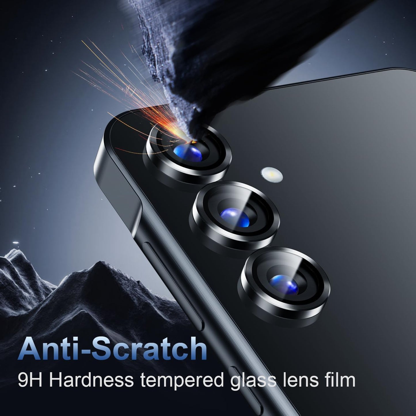 Korecase for Galaxy S25 Plus Camera Lens Protector, 9H Tempered Glass Anti Scratch Camera Screen Protector Shockproof Film Shcokproof Metal Ring Lens Protecor for Galaxy S25+Plus (Black)