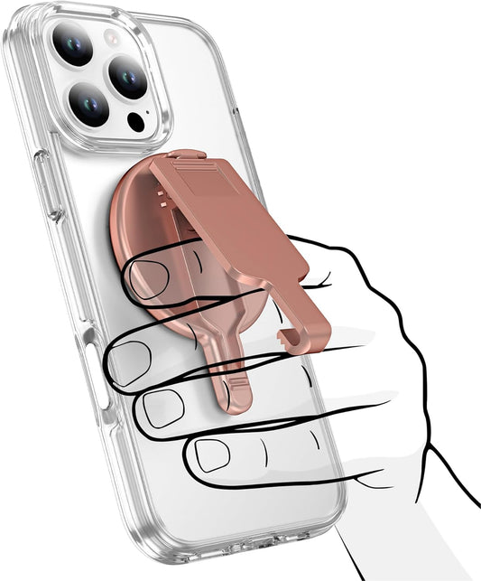 BAISRKE Magnetic Belt Clip Phone Holder, Strong Magnetic Waist Clip Compatible with Phone Cases, Portable & Versatile Accessory for Travel & Outdoor Use (Rose Gold)