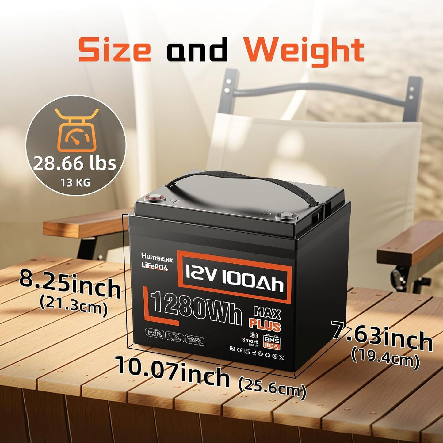4 PACK 12V 100Ah LiFePO4 Lithium Battery MAX PLUS Bluetooth 5.0 IP67, Built-in 110A BMS 15000+ Deep Cycles 1280Wh Lithium Batterys, for RVs Marine