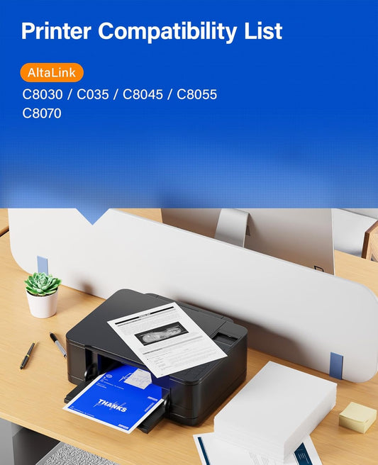 AltaLink C8030 C8035 C8045 Toner Cartridge Set 4-Pack Replacement for Xerox 006R01697 006R01698 006R01699 006R01700 Compatible for Xerox C8030 C8035 C8045 C8055 C8070 Printer Black Cyan Magenta Yellow