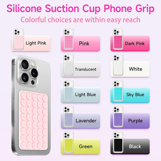 Silicone Suction Phone Case Mount, Non Slip Suction Cup Phone Mount, Phone Accessories Holder for Selfies and Videos, Silicon Adhesive Phone Stand Sticky for Cell Phone Green
