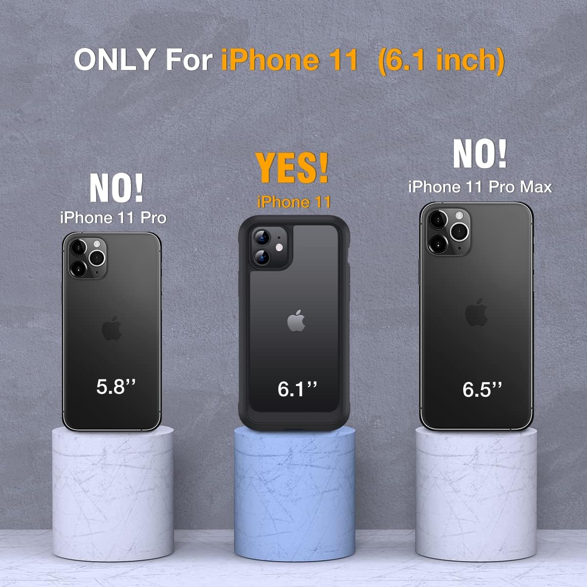 Miracase Glass Series for iPhone 11 Case 6.1 inch, Upgraded Full-Body Rugged Phone Bumper Case Cover with Built-in 9H Tempered Glass Screen Protector and Camera Protector, Matte Black