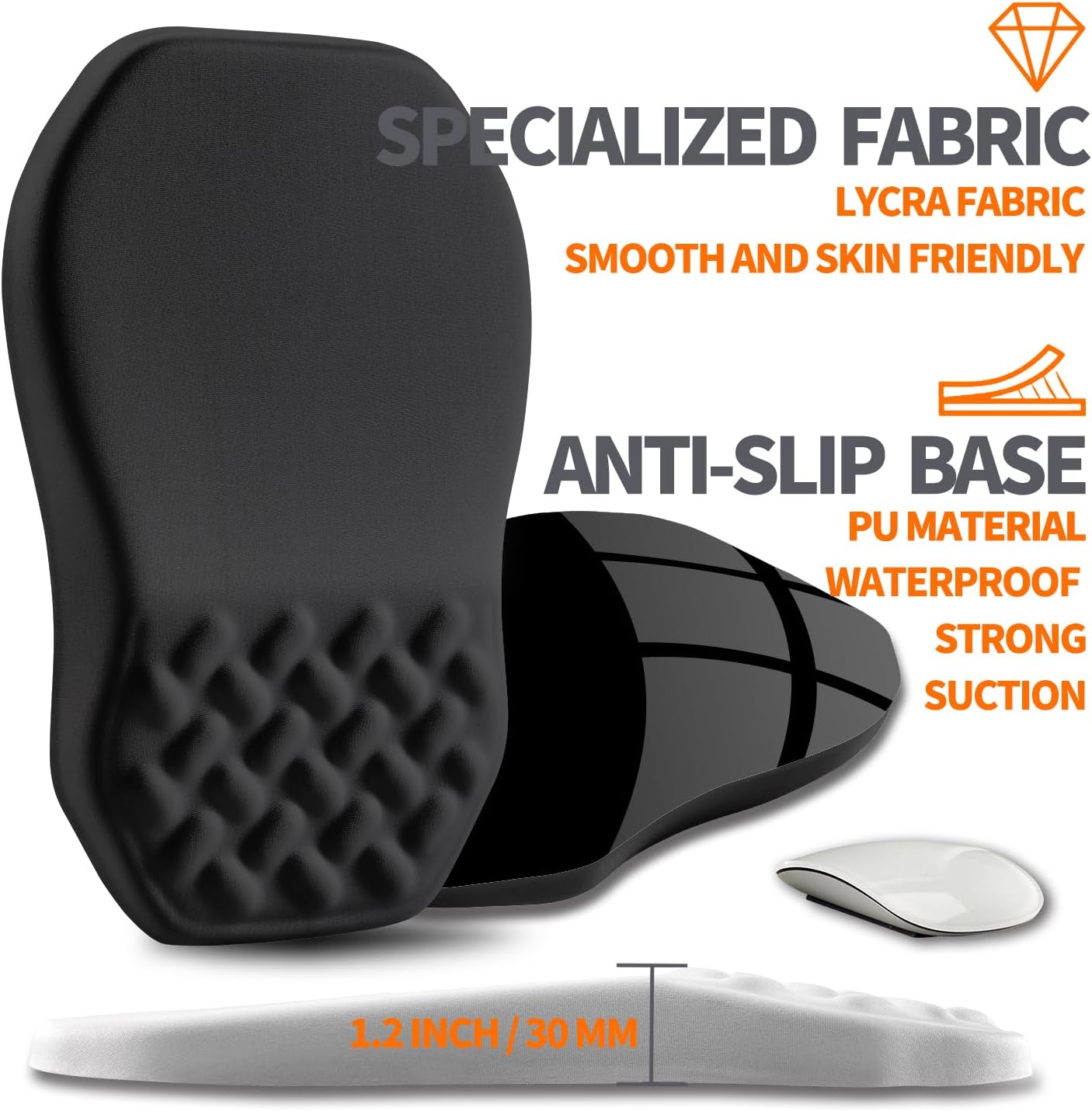 Ergonomic Slope Mouse Pad Wrist Support, Wrist Rest Mousepad for Carpal Tunnel Pain Relief with Massage Bulge and Slow Rebound Memory Foam (12x8 inch, Black)