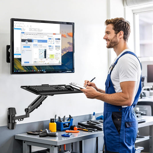 Wall Mount Keyboard Tray- Keyboard and Mouse Stand & Monitor Mount Arm,Height Adjustable Typing Platform Holds up to 26.4 lbs,Black