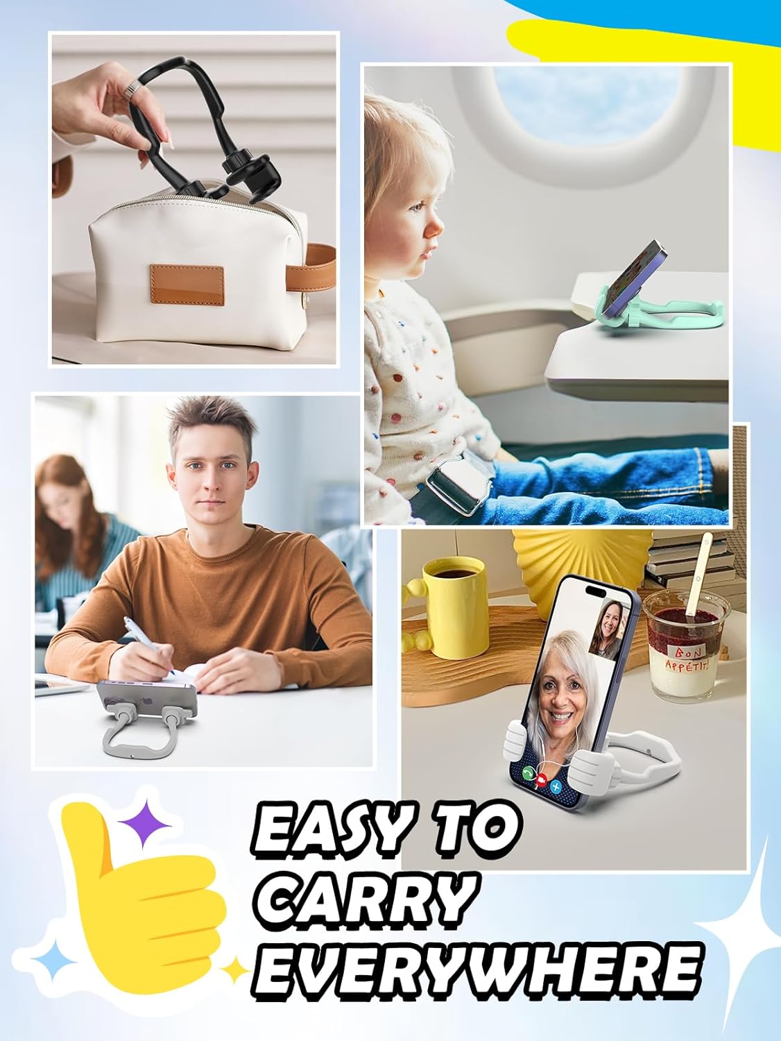 Dad Gifts for Fathers Day from Daughter Son Cell Phone Stand: 8 Pack UPGRADE Adjustable Thumbs Up Lazy Phone Holder for Desk Fun Birthday Gifts for Grandma Teens Girls Boys Adults Husband from Wife
