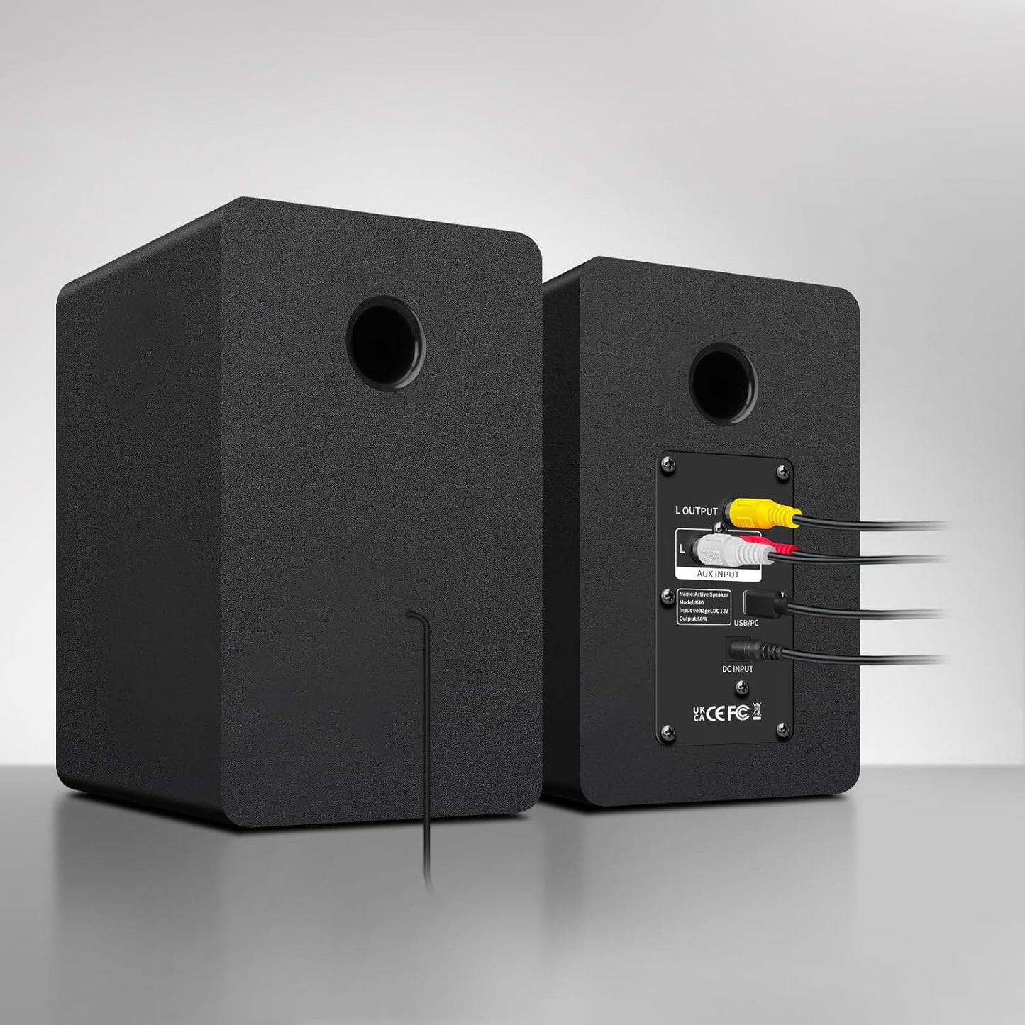 Computer Speakers for Desktop PC, Active Bookshelf Speaker with 3‘’ Carbon Fiber Woofer and Silk Film Tweeter ,Supports Bluetooth 5.3, USB-C, AUX/RCA Input for Record Player TV - Black Stereo Set