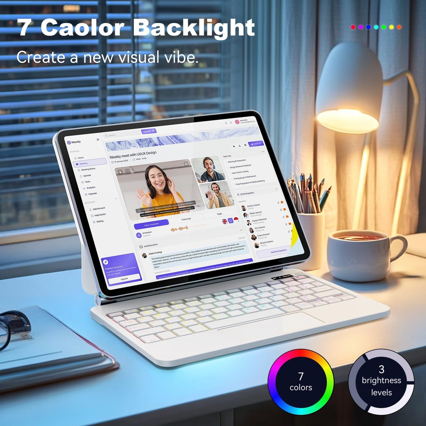 Keyboard Case for iPad Air 11-inch (M3 2025 / M2 2024) & iPad Pro 11 inch(1st/2nd/3rd/4th Generation),Magic Magnetic Backlit Keyboard Case with Multi-Touch Trackpad- Easy-Set Floating Cantilever Stand