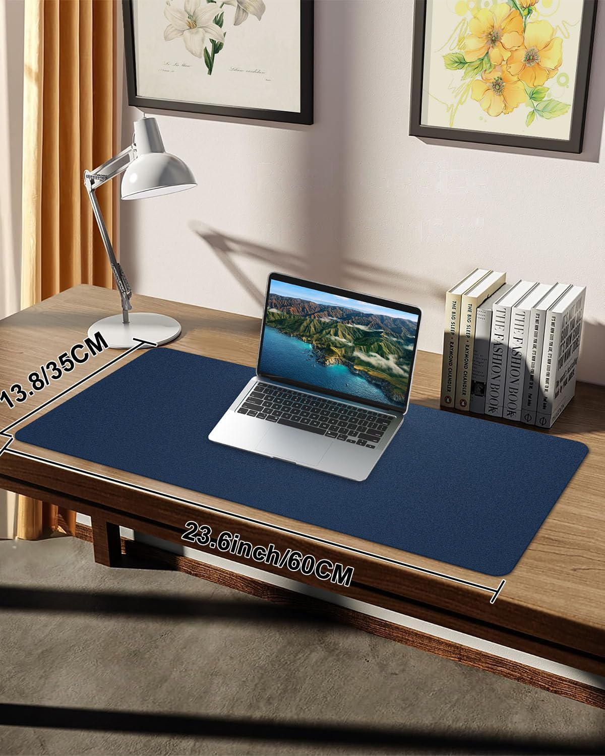 Pu Leather Desk Protector & Writing Pad, Non-Slip Laptop Mat - Waterproof, Office/Home (23.6"x13.8", Midnight Blue)