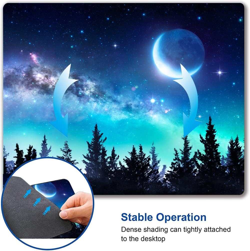 Hokafenle Mouse Pad, Square Personalized Computer Mouse Pads with Forest Moon Design, Washable Mouse Mat, Gaming Office Home Non-Slip Rubber Base Mousepad