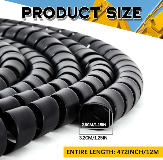 Spiral Wrap Cable Protector, Safe 1.25" Od x 40' Pre Cut Lengths Hydraulic Hose Protector Wrap to Avoid Wear and Extend Life for Hydraulic Pneumatic Hoses