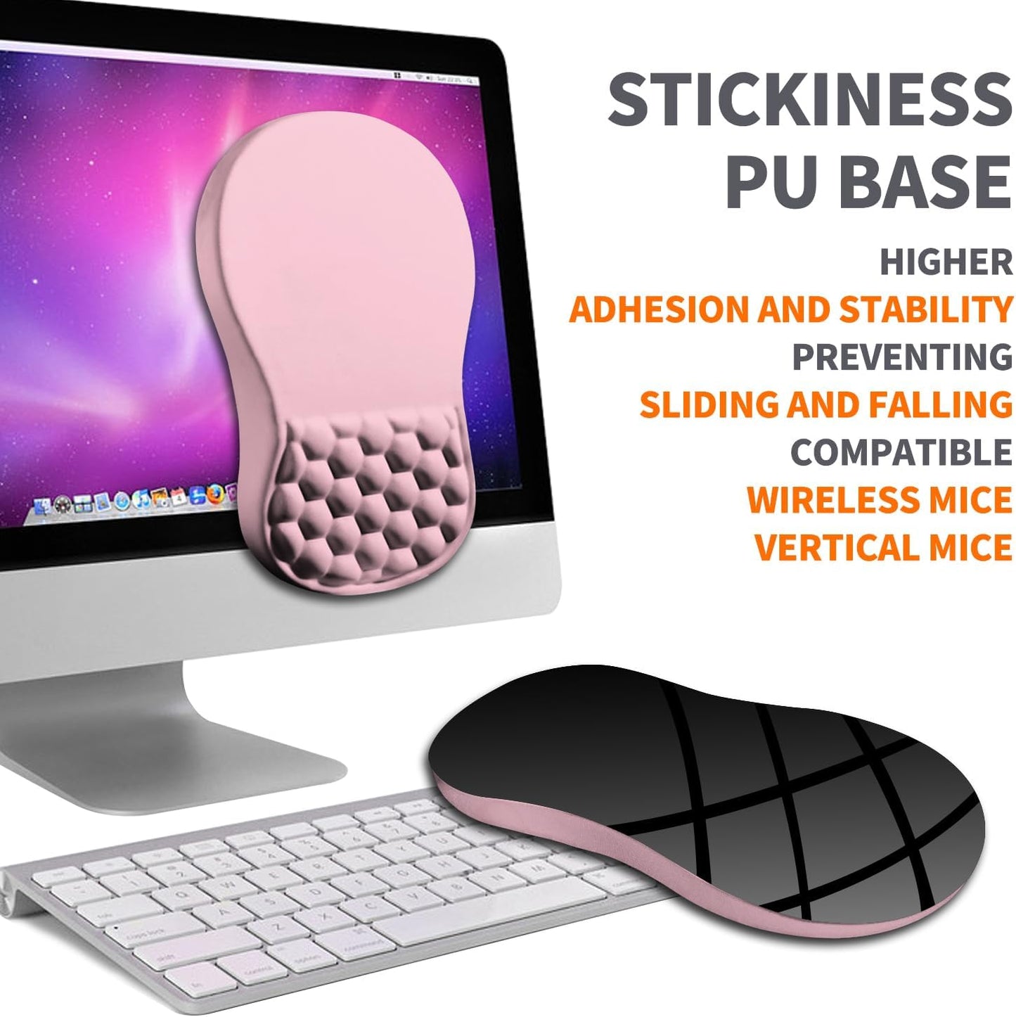 Ergonomic Joint Wrist Support Mouse Pad with Memory Foam Cushion Massage Bump, Carpal Tunnel Pain Relief Mousepad Slope Design for Wrist Rest, 11.8x7.9 in, Thistle