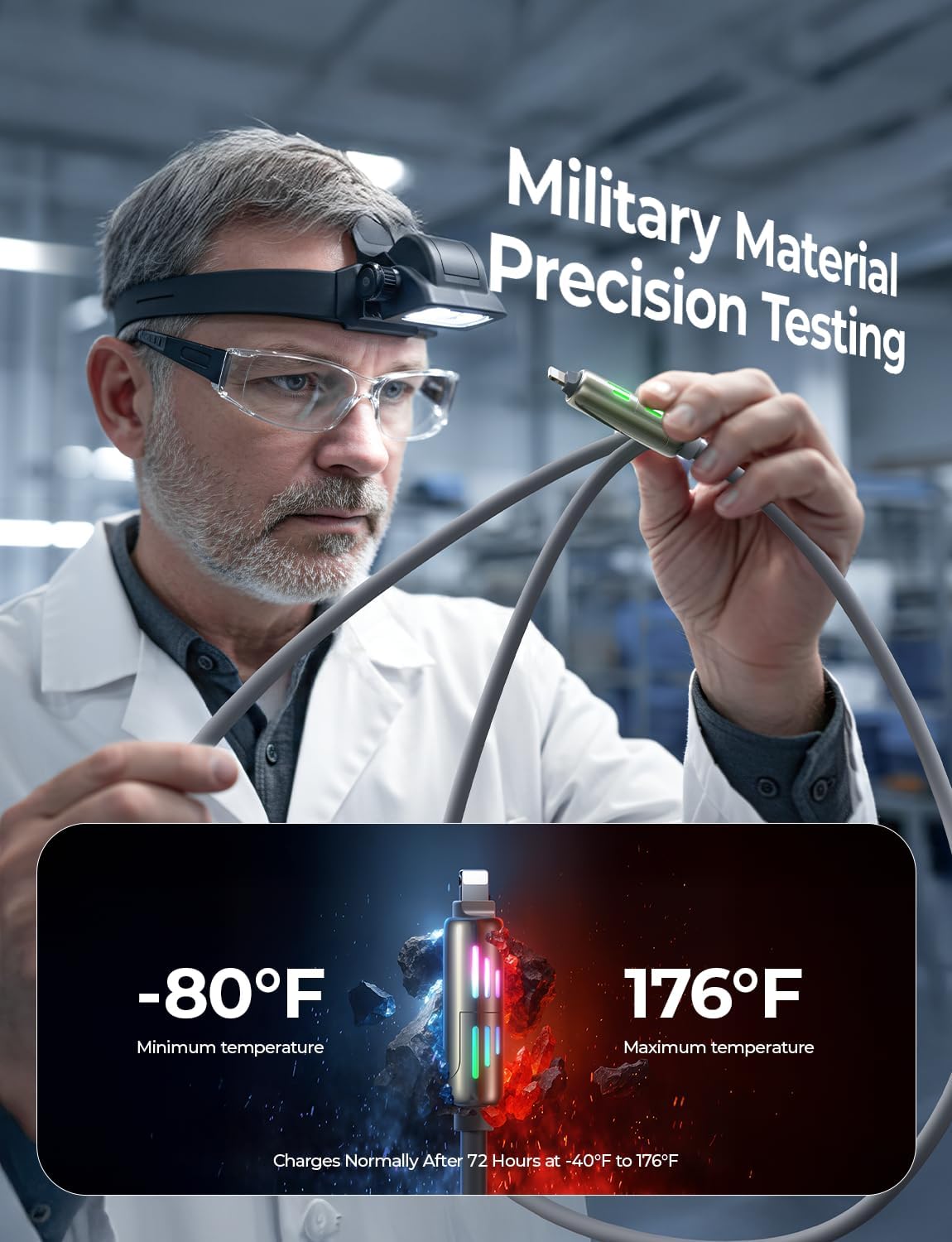 LISEN USB C to Lightning Cable, 240W 4 in 1 Charging Cable 6.6FT, Chubby USB A/C to C/Lightning with Light for iPhone 16e 16 15 14 Pro/MacBook/iPad/Samsung S25/Switch 2, Multi Chargers for All Devices