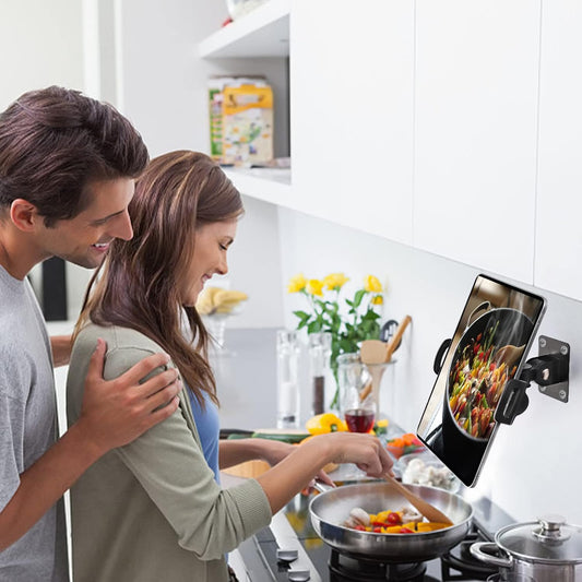 Dual Pull Tablet Wall Mount, Suitable for 4.7 to 12.9 inch Tablet or Smartphone, Medical Places, Factory,Homes, Classrooms(Black)