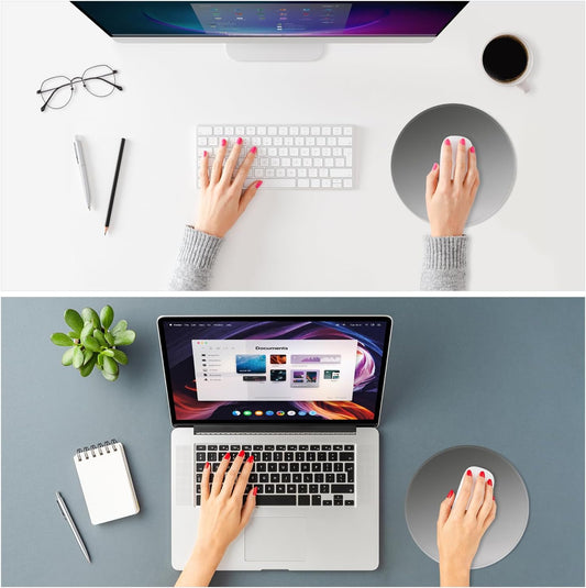 ITNRSIIET Mouse Pad Non-Slip Rubber Base Smooth Surface Stitched Edges Waterproof Durable Compatible with All Mice for Office & Gaming, Desk Accessory, Diameter 8.7 inch, Ash Gradient
