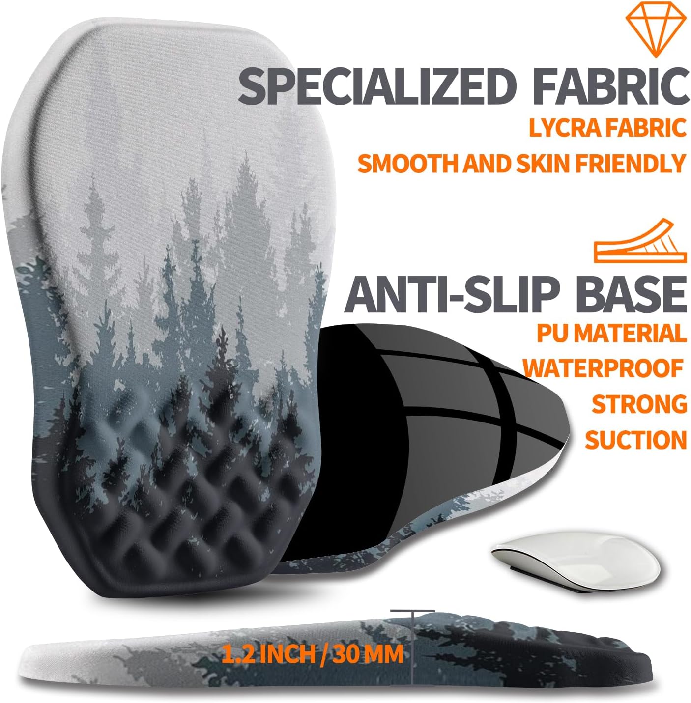 Ergonomic Slope Mouse Pad Wrist Support, Wrist Rest Mousepad for Carpal Tunnel Pain Relief with Massage Bulge and Slow Rebound Memory Foam (12x8 inch, Forest)