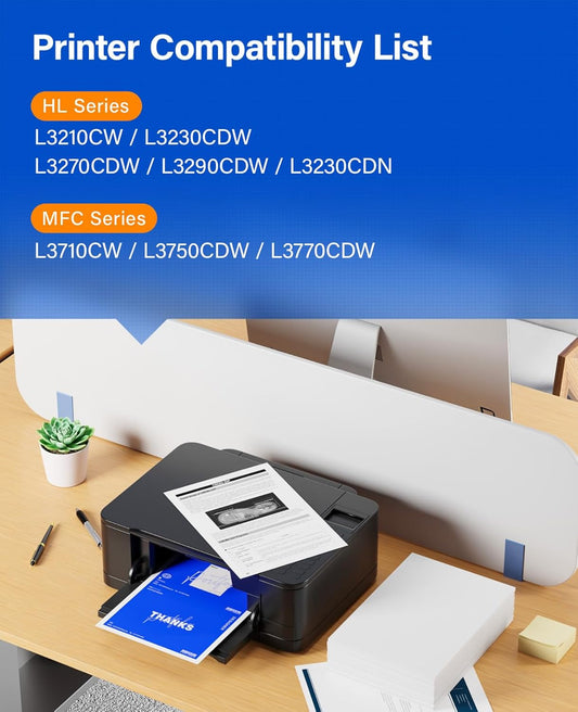 TN227 Toner Cartridge Set 4-Pack Black Color Replacement for Brother TN-227 TN223 Compatible with HL-L3270CDW HL-L3210CW MFC-L3770CDW HL-L3290CDW MFC-L3750CDW L3710CW HL-L3230CDW L3230CDN Printer Ink