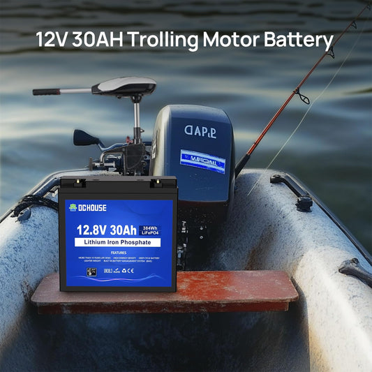 DC HOUSE 12V 30Ah Mini LiFePO4 Lithium Battery, BCI Group U1 with 30A BMS, Low Temp Cut-Off, 4000+Deep Cycles Perfect for Fish Finder, Trolling Motor, Kids Scooters, Power Wheel Chair,Boat, RV, etc