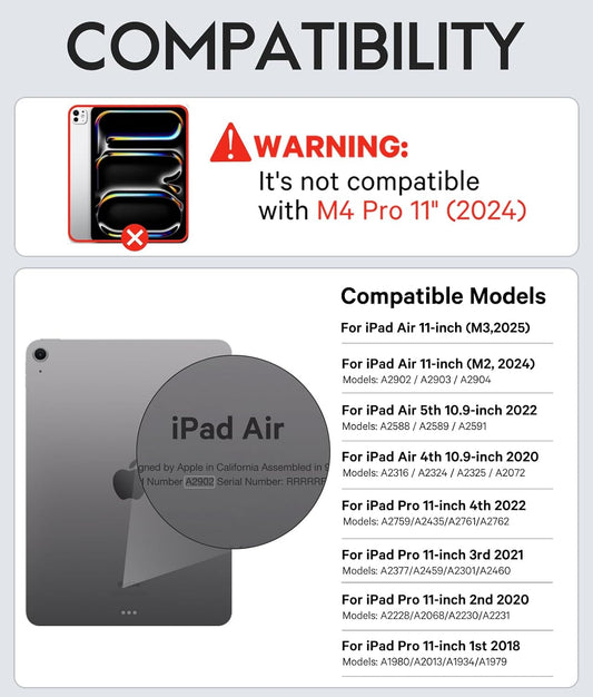 GreenLaw for iPad Air 11 inch case with Keyboard(M2, 2024), for iPad Pro 11 (4th/3rd/2nd/1st Gen) & iPad Air 5th/4th Gen, 7-Color Backlit, Smart Touchpad, 2 Device Connection, Black