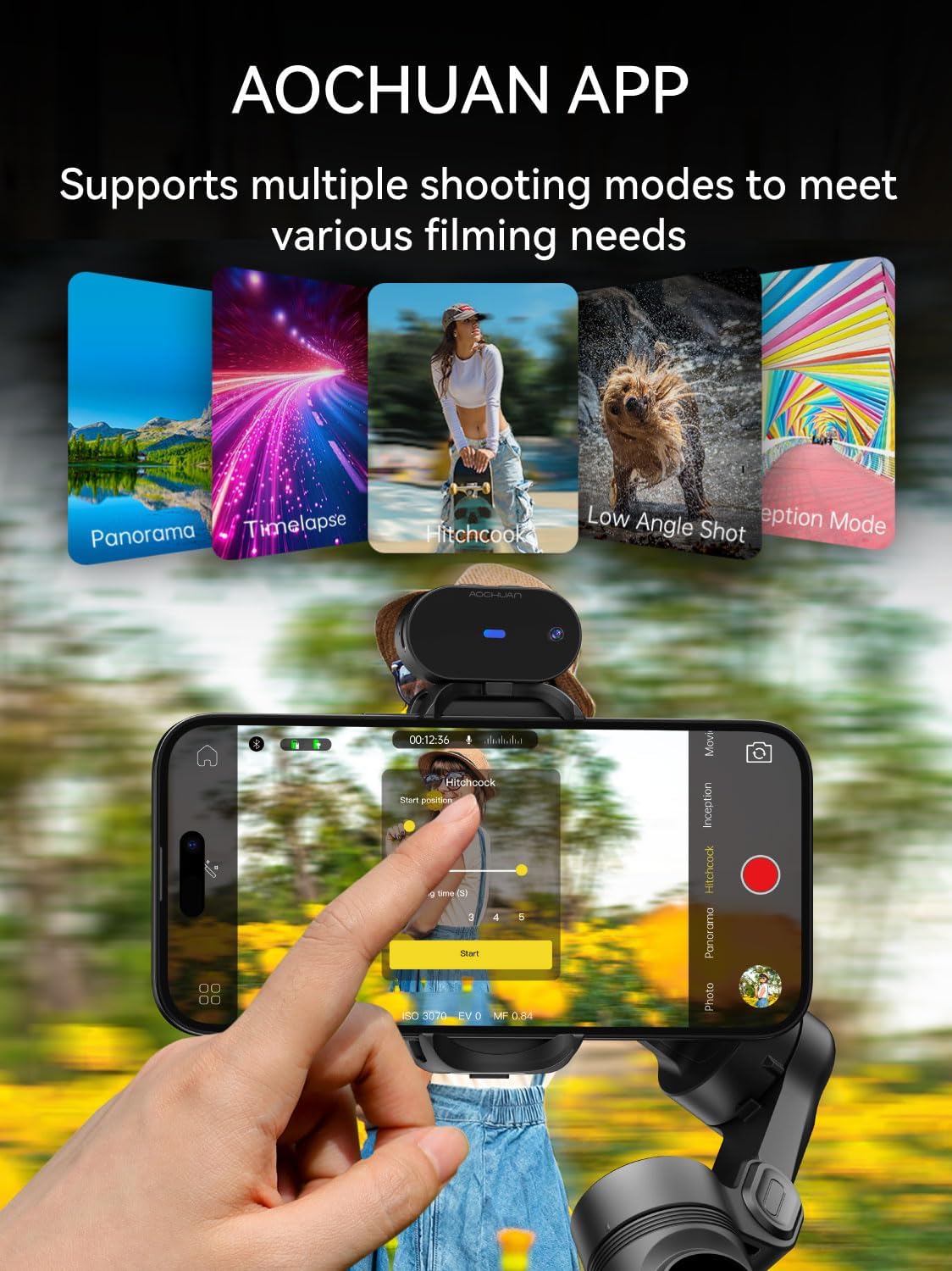 Gimbal Stabilizer for Smartphone with AI Tracking Sensor, Gimbal with Focus Wheel for Phone/Android, Phone Stabilizer with 7.0 Anti-Shake for Video Recording-Smart XE AI