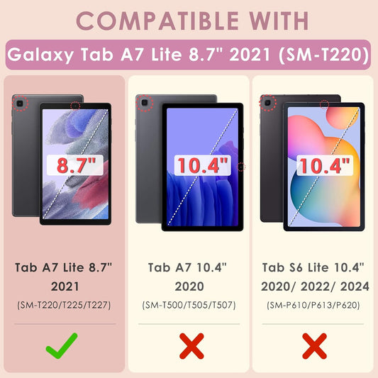 DETUOSI Backlit Keyboard Case for Samsung Galaxy Tab A7 Lite 8.7" 2021 (SM-T220/T227U) with S Pen Holder, 3 Viewing Angles Folio Leather Book Cover with Magnetic Closure + Wireless Keyboard Detachable