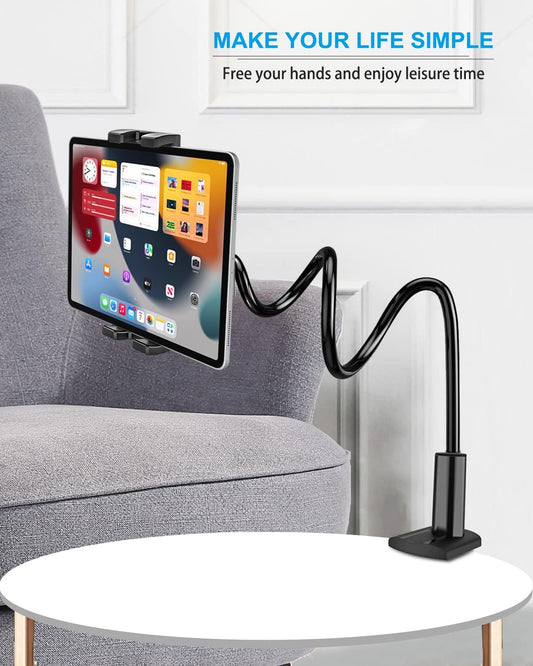 woleyi Gooseneck Tablet Holder for Bed, Flexible Long Arm Tablet Mount for Desk, Clip Bracket Clamp Stand fit for iPad Pro 10.5 Air Mini, Switch, Galaxy Tabs, Tablets, Cell Phones and 4.7-11" Devices