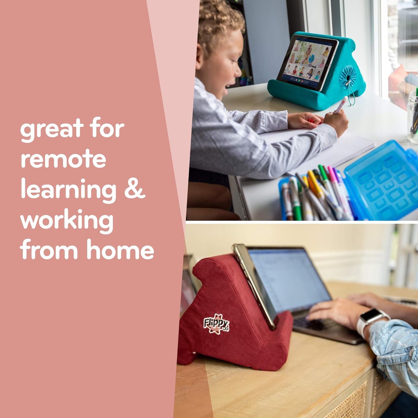 Flippy Tablet Pillow Stand and Holder for Lap, Desk and Bed, Multi-Angle, Compatible with Kindle, Fire, Samsung Galaxy (Def Leopard)