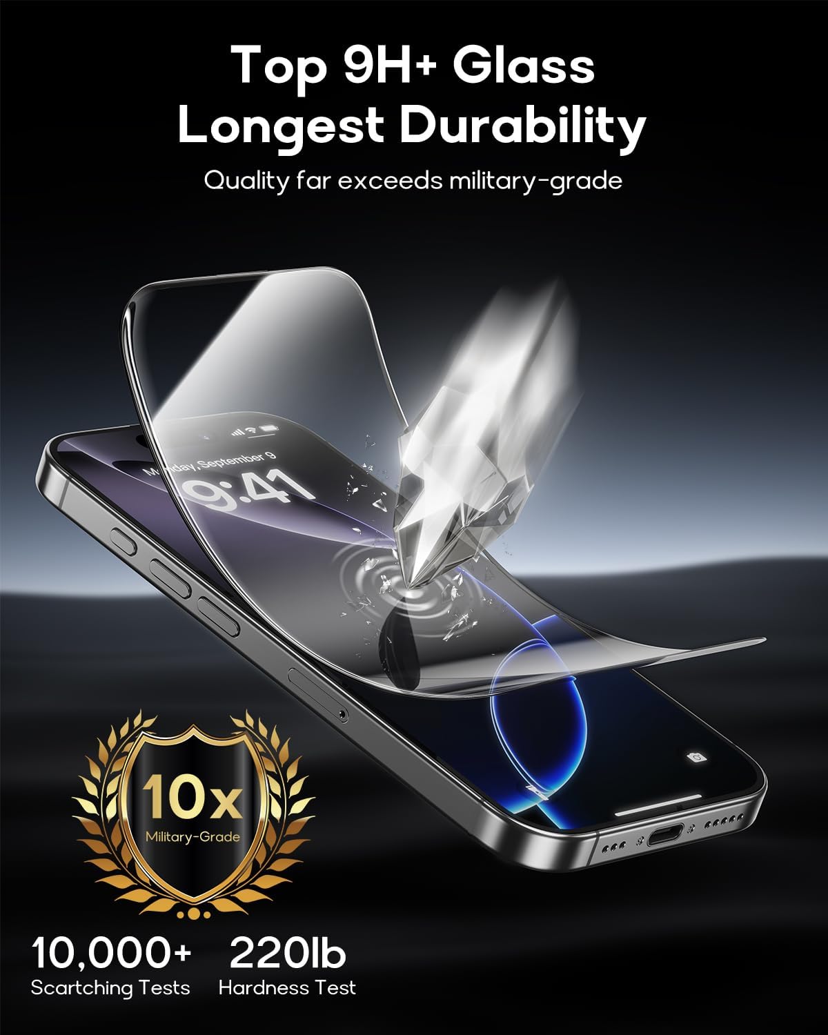 3 Pack for iPhone 14 Pro Max Tempered Glass Screen Protector:9H+ Durable, Auto Positioning, Bubble Free, High Definition, Easy Installation