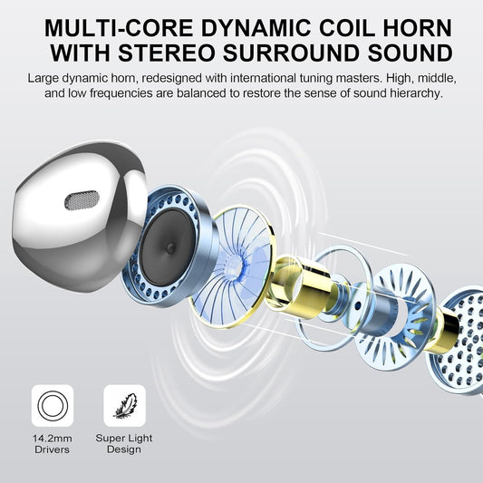 Wireless Earbuds, Bluetooth Headphones 48H Playtime Ear Buds with LED Power Display, IPX7 Waterproof Bluetooth 5.4 Earphones in-Ear Earbuds with 4 Mic for Android iOS Cell Phone Laptop, Red