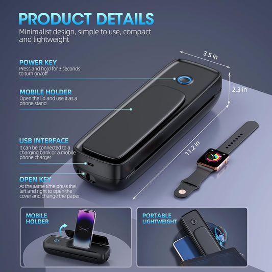 Portable Printer Wireless for Travel,Bluetooth Thermal Printer Support 8.5" X 11" US Letter &Legal, A4&A5 Thermal Paper, Inkless Compatible with iOS, Android & Laptop for Office Car Home